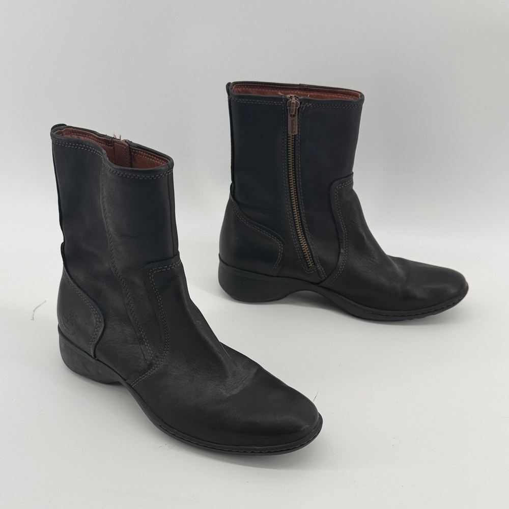 Timberland Womens Leather Zip Up Boots in Black 7.5M S21